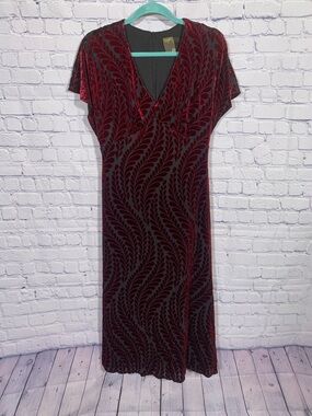 Taylor Womens Velvet Burnout Midid Dress Sz 10 Whimsigoth Fairy Grunge Witchy